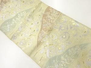 アンティーク　遠山に秋草模様織出し袋帯（材料）